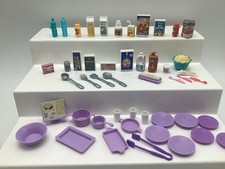 Barbie Doll Food And Accessories Lot Dishes Milk Juice Cereal Eggo Pasta Bread