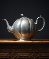Antique Pewter Pumpkin Teapot R Whyte Edinburgh Philip Ashberry Sheffield