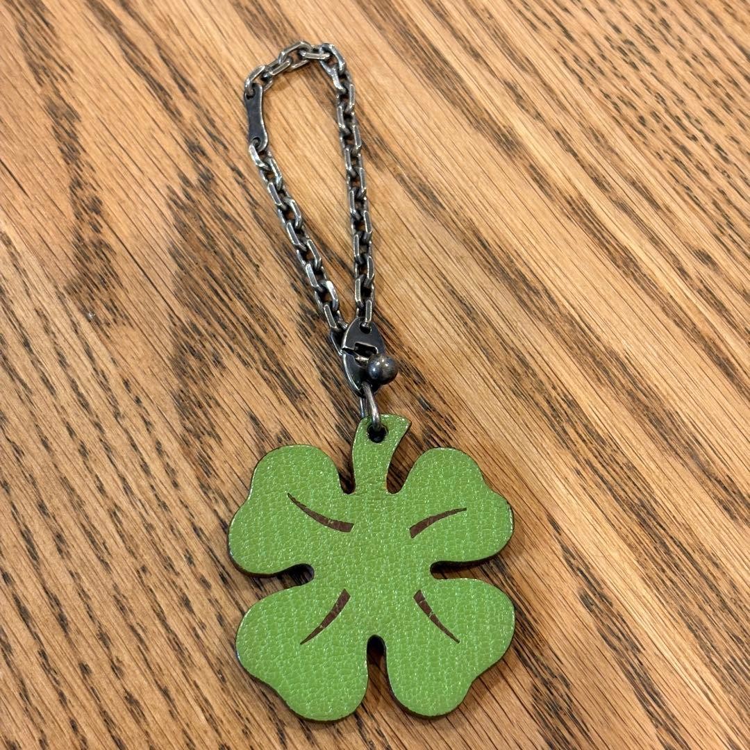 Hermès Hermes Four-Leaf Clover Leather Key Chain Charm Bag Accessory No Box Used