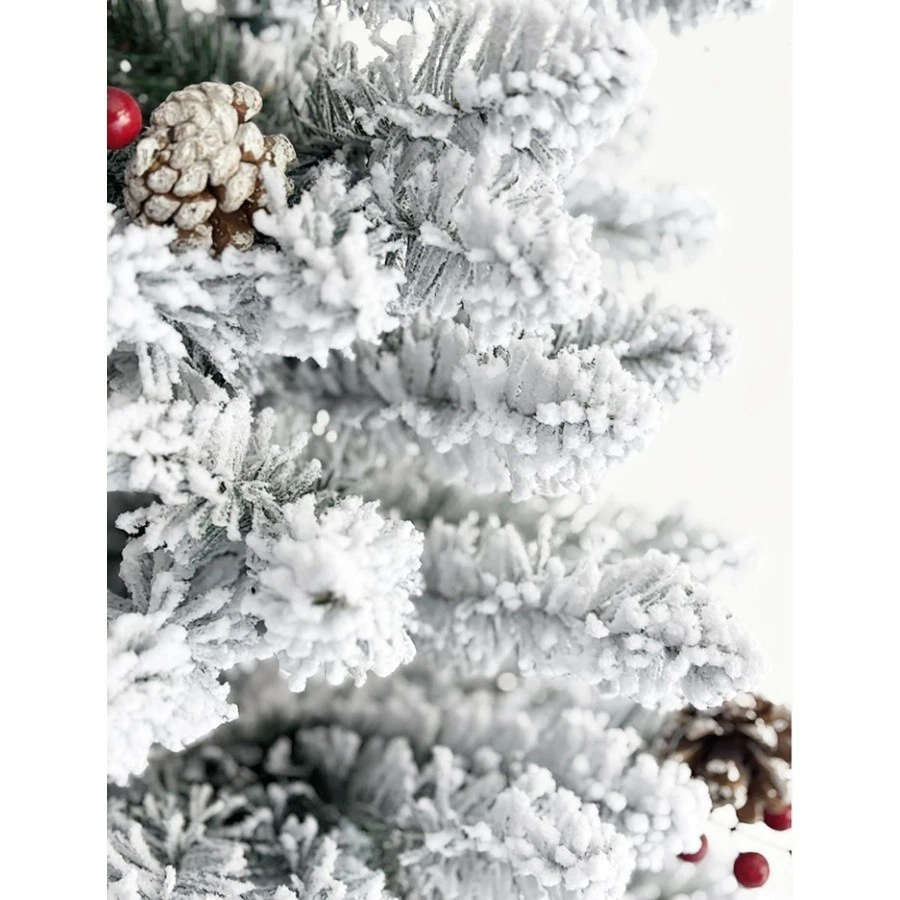 Lápiz artificial de 6 pies con copos de nieve árbol de Navidad delgado árbol de Navidad decoración Foto 4 de 4