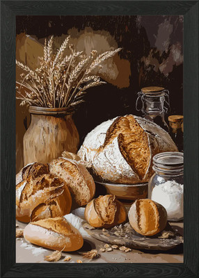 Brot Stillleben gerahmtes Wandbild Poster Leinwanddruck Bild
