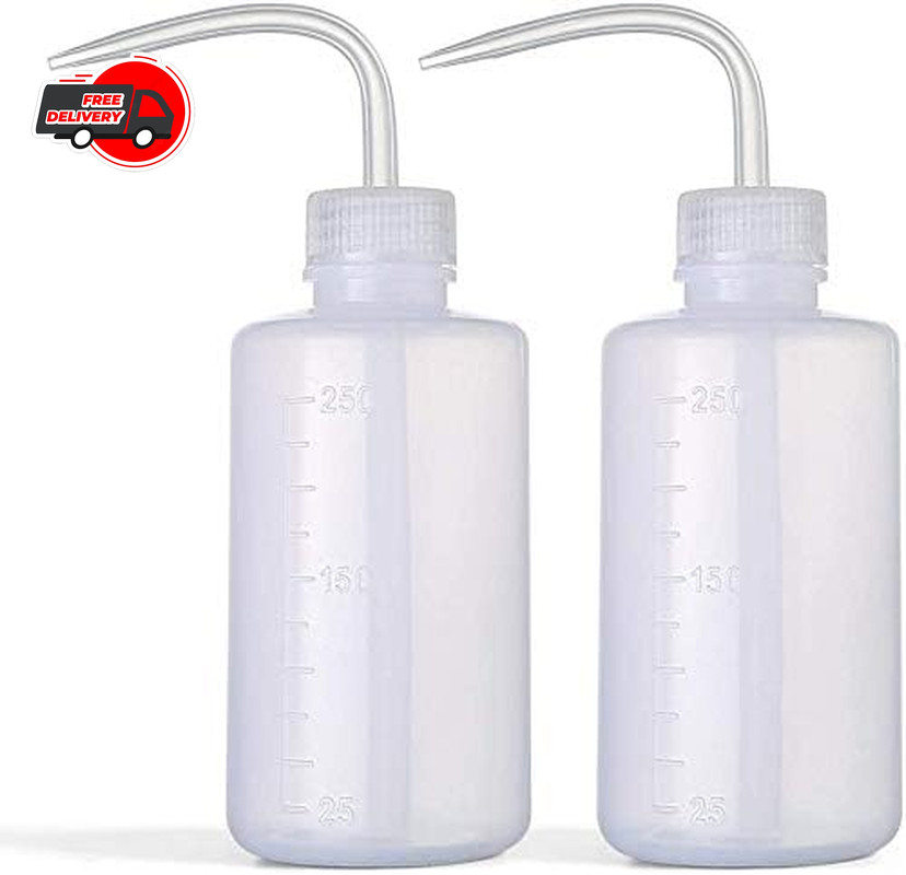 2Pcs 250ml Squeeze Bottles - Lab Wash, Tattoo Cleaning, Plant Watering Tool