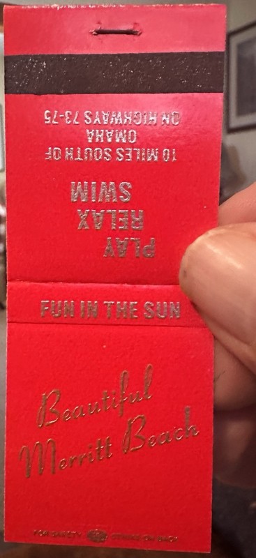 Omaha Ne. Area Matchbook MERRITT BEACH  (Hwy 73/75)