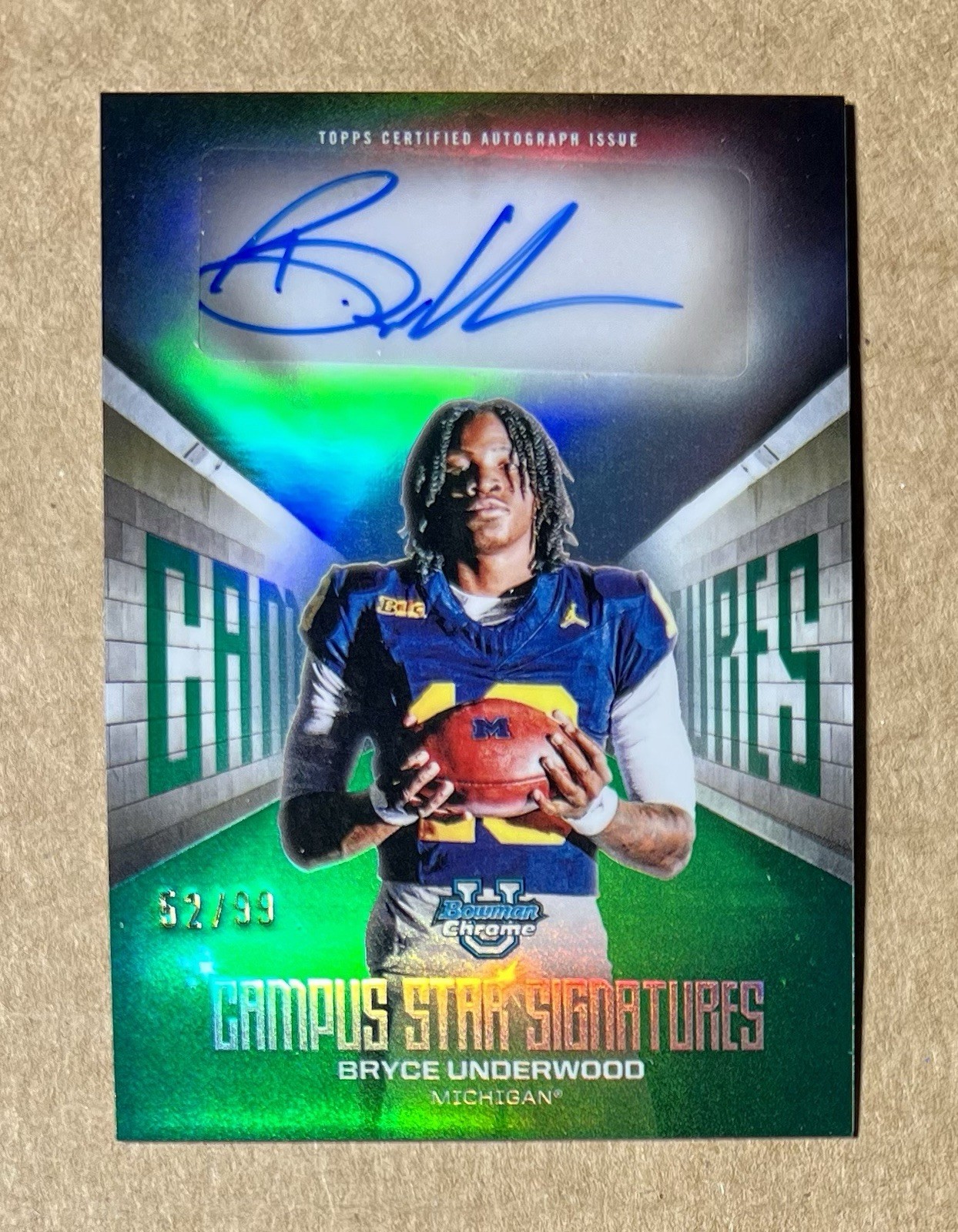 2025 Bowman Chrome U BRYCE UNDERWOOD Campus Star Green Refractor AUTO #52/99