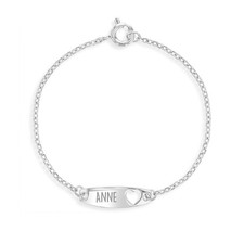 925 Sterling Silver 5" Heart Design Tag ID Bracelet for Baby Girls  Toddlers