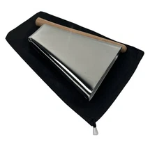 Hand Held Cowbell Chrome #9 Low Pitch With Stick & Cowbell Pouch.