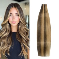 Aison Ombre Tape in Hair Extensions: Chocolate Brown to Caramel Blonde Real Huma