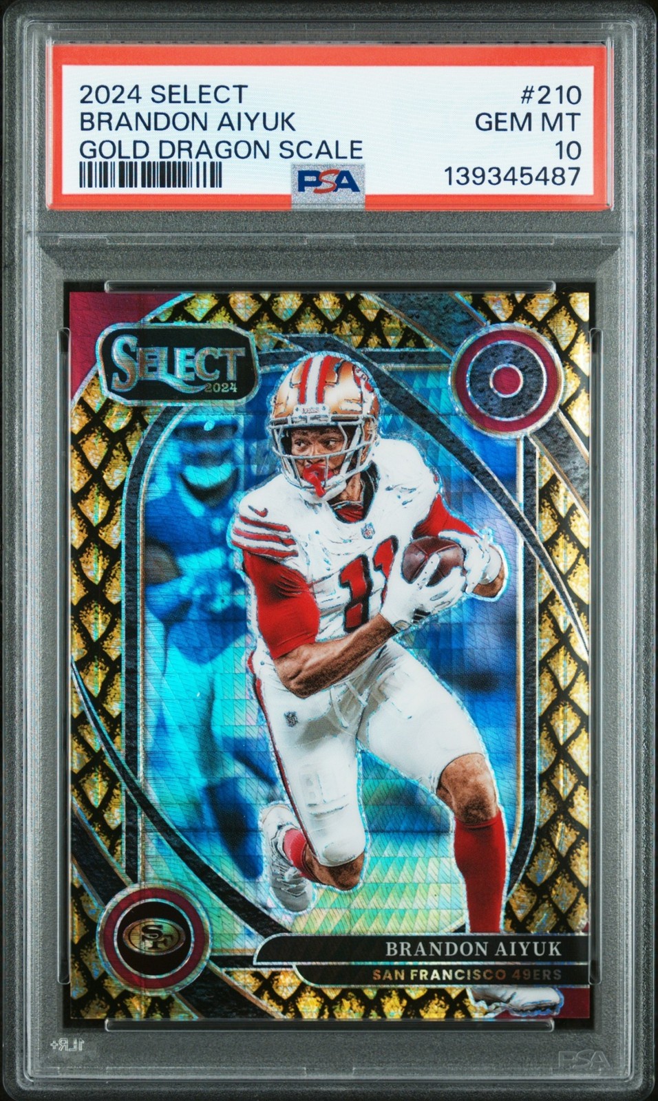 2024 Panini Select Football Brandon Aiyuk #210 Club Gold Dragon Scale /10 PSA 10