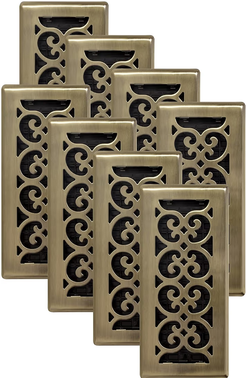 Decor Grates SPH410-A-8 Scroll Finish Floor Register, 4x10 Inches, Antique Brass