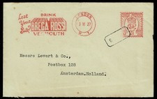 1927 Meter Mark Cover  Brega Rossi  Vermouth London to Amsterdam Holland