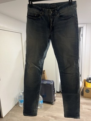 YSL Saint Laurent Paris D02 M/Sk-lw Distressed Blue Denim Jeans 31''x33''