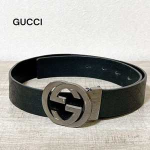 Ceinture cuir homme signature GUCCI accessoires mode (authentique, du Japon)