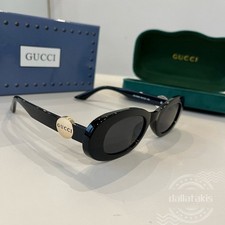 Gucci classic black oval-frame sunglasses GG1588S/50-22-145mm