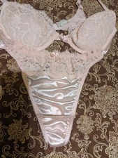 Vintage Victoria's Secret Satin Second Skin Bra Panty Set Size 36B And...