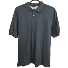 CHAPS Mens Black Short Sleeve Polo Shirt Classic Fit Size L American Black