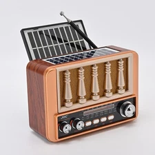 Portable Solar Rechargeable Bluetooth Radio AM/FM/SW 3-Band MP3 Player LED Light