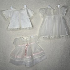 VTG 50s Baby Baptism Sheer Pleated Christening Dress, Jacket Ivory  Bonus Dress