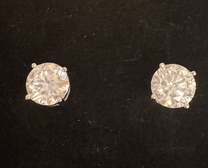 4CT Round Moissanite Stud Earrings 925 Silver VVS1 GRA Certified