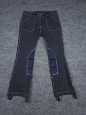 Goode Rider Breeches Women's 6 Blue Pin Striped Knee Patch Buckle Straps