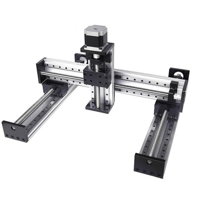 XYZaxis gantry-type worktable with linear guides and robotic arm milling machine