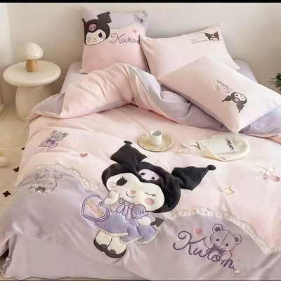 Kuromi Sanrio Milk Velvet 4-Piece Duvet Cover Set/ Queen Size