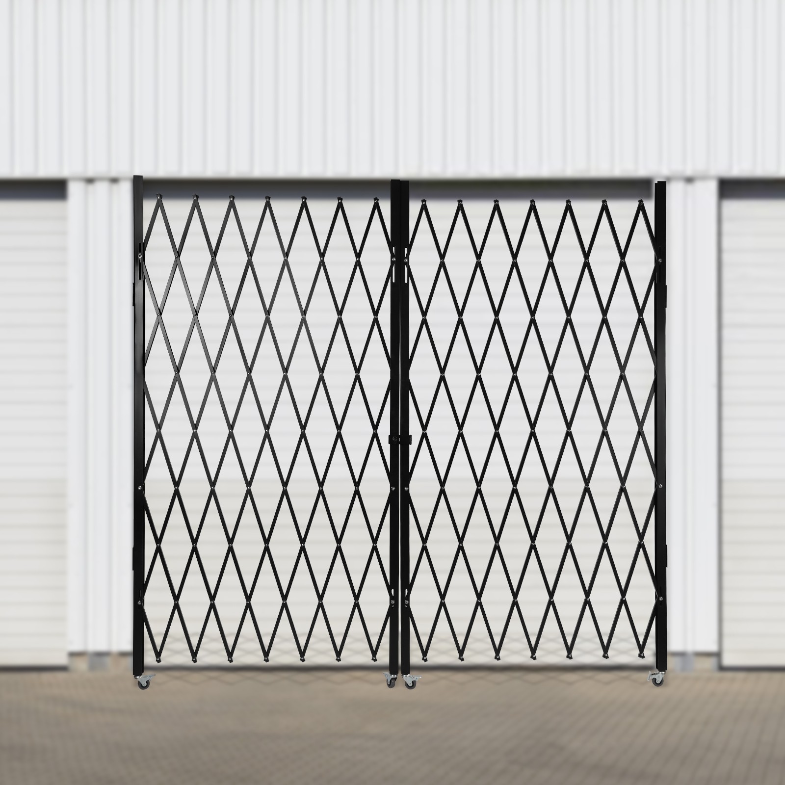 Double Folding Security Gate, 360° Rolling Door Gate 6-1/2'H x 12'W Scissor Gate