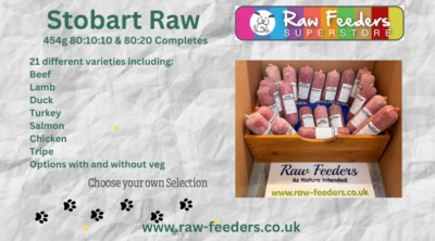 STOBART PREMIUM RAW DOG FOOD STOBART RAW DOG FOOD FROZEN 454g ROLLS 80:10:10 BULKBUY VALUE PREMIUM QUALITY