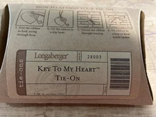 Longaberger Key to My Heart Pendant or Basket Tie On NEW
