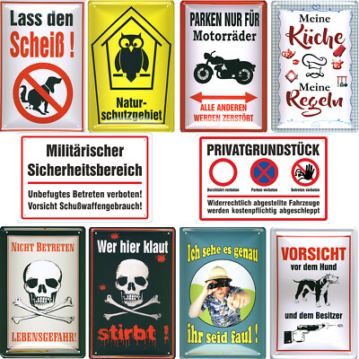 Blechschilder Schild 20x30cm lustige Sprüche Küche Warnschilder Hund Motorrad