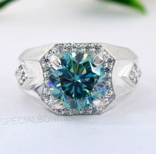 Stunning 4.20 Ct Blue Diamond Solitaire Men's Ring Amazing Luster Sparkle