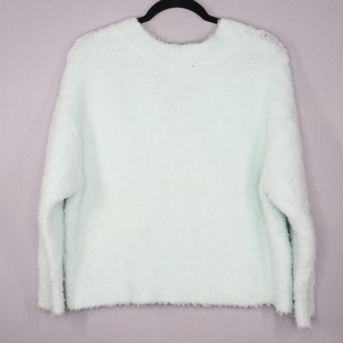 Maeve Anthropologie Plush V-Neck Sweater Size XS/P Mint Green Pullover Shaggy - Picture 5 of 7