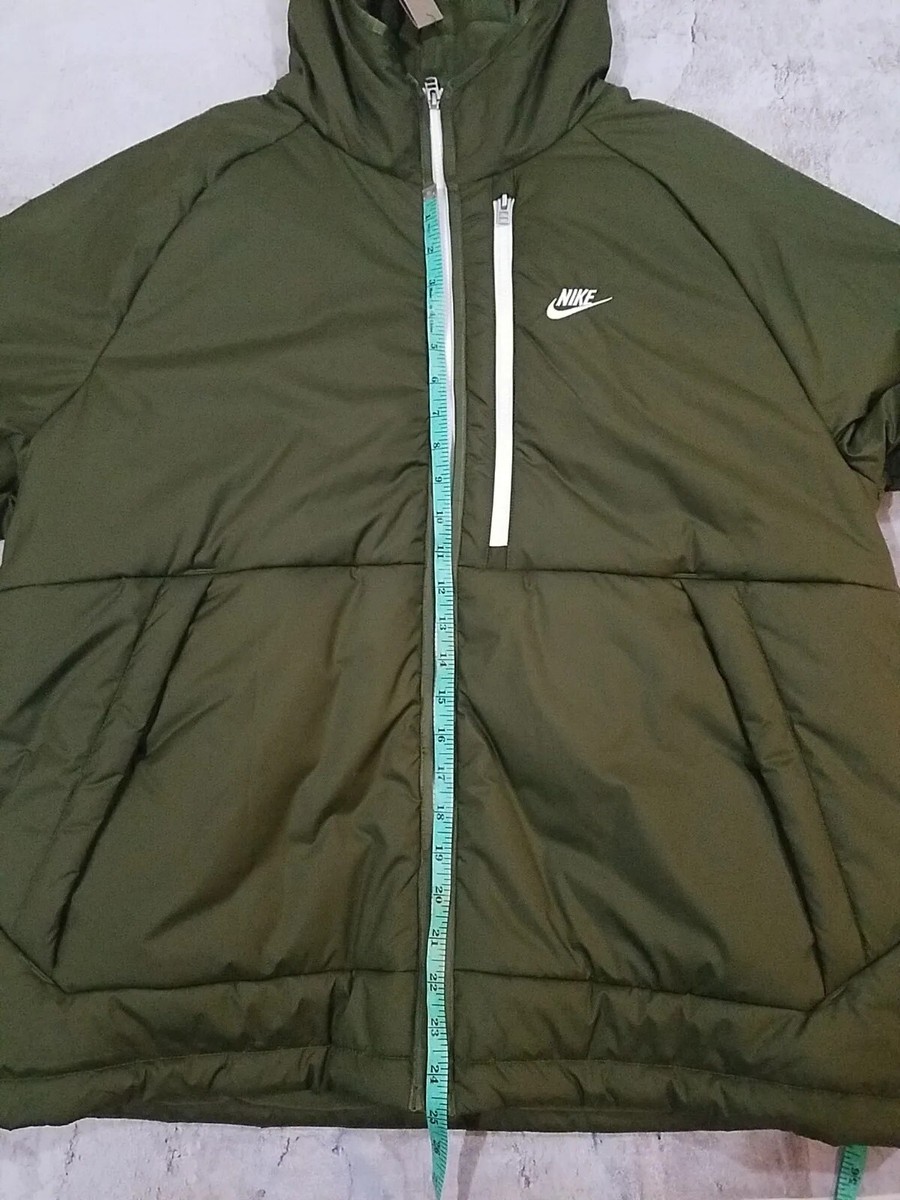 Mens XL Nike Therma Fit Legacy Hooded Olive Green Jacket DD6857