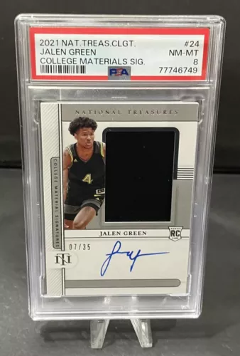 2021 NATIONAL TREASURES COLLEGIATE JALEN GREEN RC ROOKIE AUTO RPA /35 PSA 8