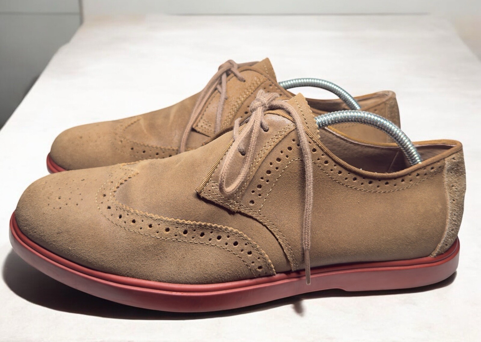 SAOLA Polo Ralph Lauren Orrick scarpe eleganti a coda di rondine uomo marrone scamosciato Brogue Derby 9D 43