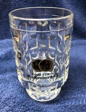 BRAUHAUS ROTHENBURG o.d.Tauber, 0.5L, German Beer Mug, Heavy Glass, 1970's