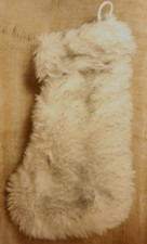 Place Time Faux White  Frosted Grey Fur Fluffy Christmas 21" Stocking
