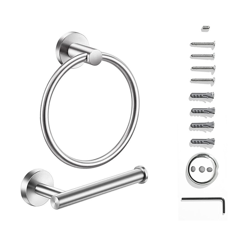 Stainless Steel Toilet Roll Holder & Towel Ring Set Bath Fitting Wall