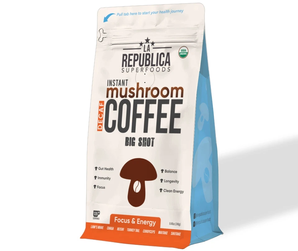 DECAF La República BIG SHOT Bolsa de Café de Setas Orgánico (Fructificación Completa Instantánea) Foto 4 de 4