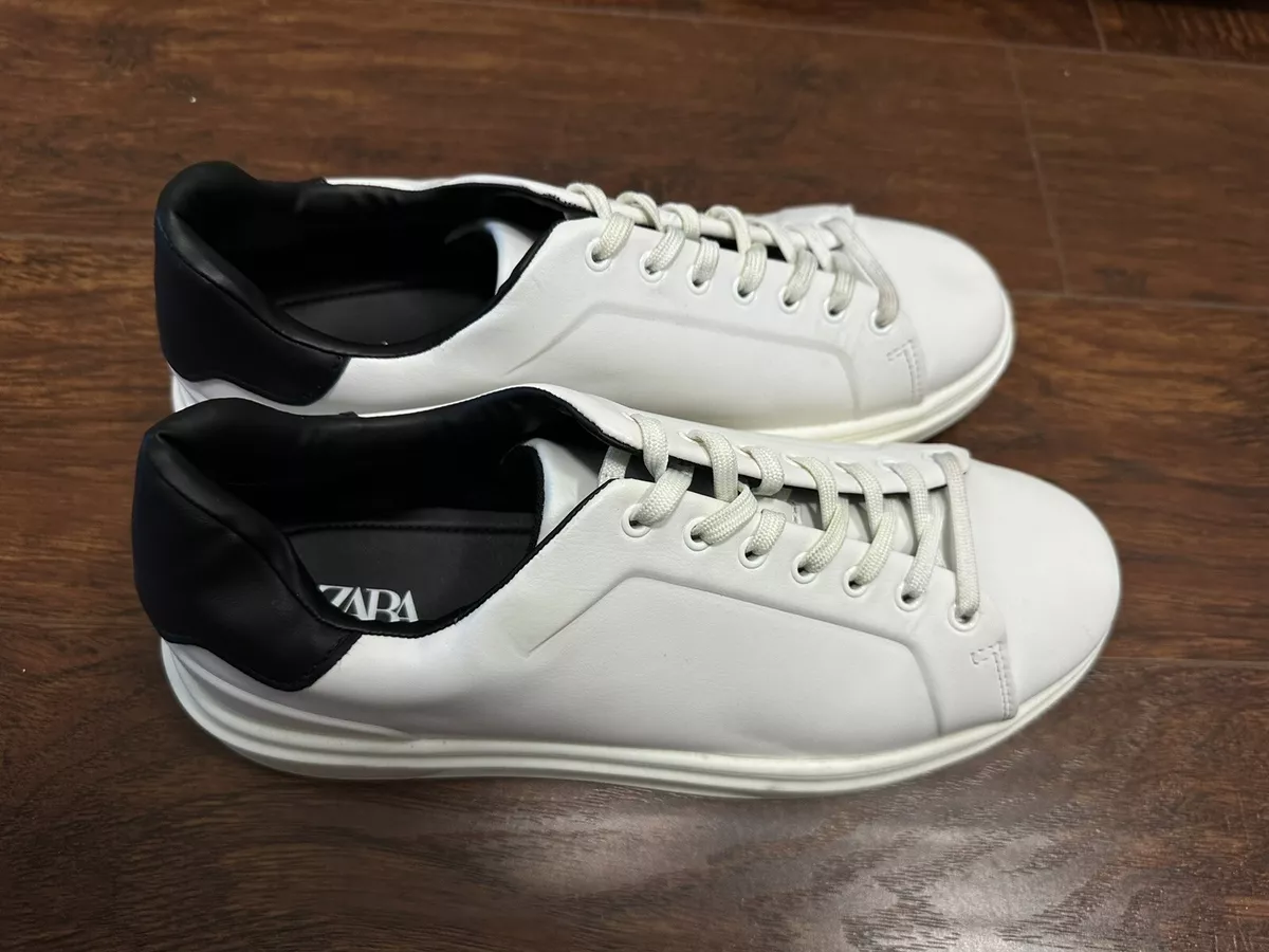 Zara Mens 9 Shoes Navy Blue Leather Sneakers EU 42 Lace Up CoolMax Lined  Casual | eBay