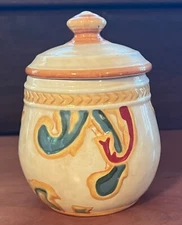Vintage Fritz and Floyd Carissa Paisley Covered Jar (with Lid) 5.5" Tall