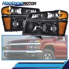 Black Headlights Bumper Lamps Fit For 2004-2012 GMC Canyon/Chevy Colorado 4PCS