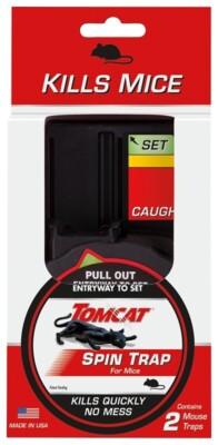 SPIN TRAP FOR MICE Tomcat 2 pack NEW! made in USA! disposable - fully enclosed