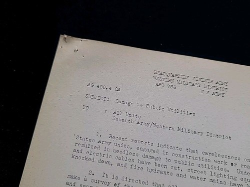 1945 Allemagne WWII Armée Américaine Guerre Militaire Document Troupe Dommages À - Photo 7 sur 16