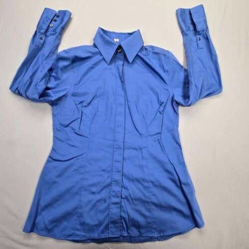 Banana Republic Shirt Womens 8 Blue Button Up No Iron Stretch Fitted Casual