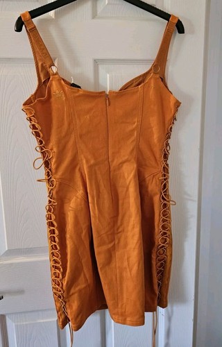 Brandneu mit Etikett Ivy Park Adidas orange Denim Twill Minikleid XL Schnürkorsett Gr. XL 20 22 - Bild 2 von 5