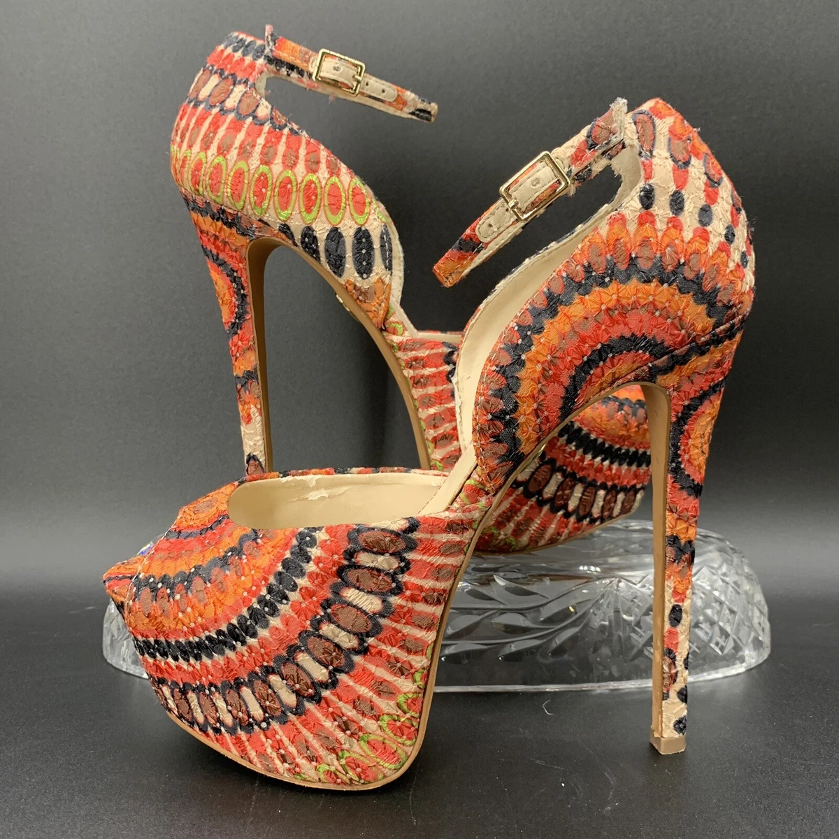 Orange snake shop print heels
