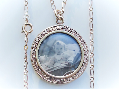 Ancien Pendentif En Plaqué Or Laminé – Motif émail – Vintage