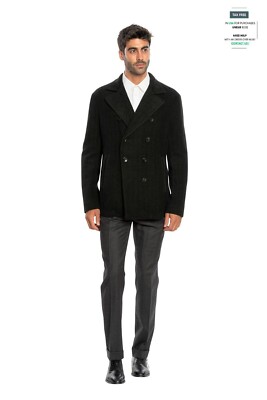 Boglioli Caban Mantel Blau/Grün Kaschmir Wolle Baumwolle 40 US 50