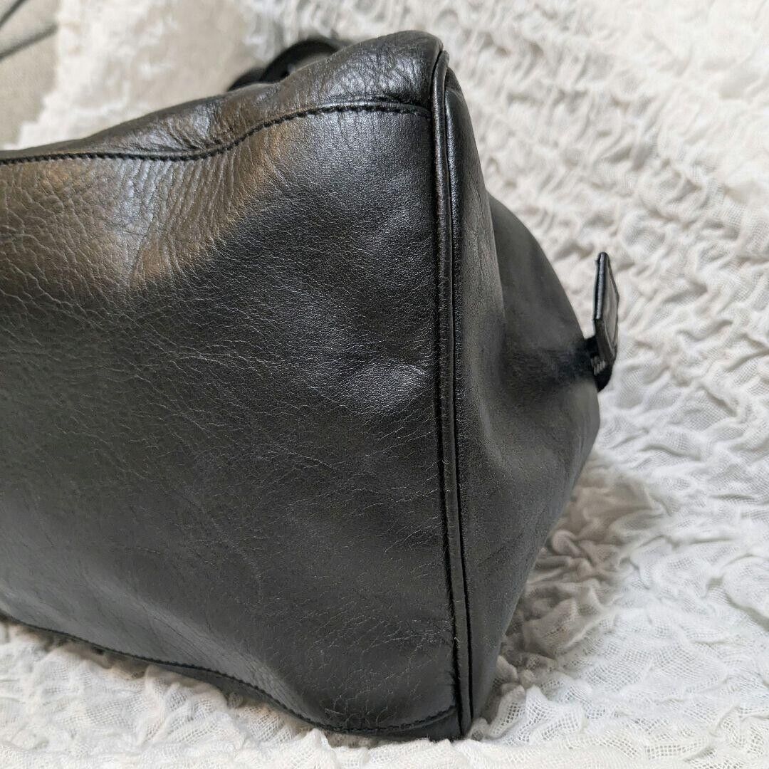 MIU MIU 00s Archive Leather Boston Bag Embossed Logo Black MIU MIU 00s Archive Leather Boston Bag Embossed Logo Black