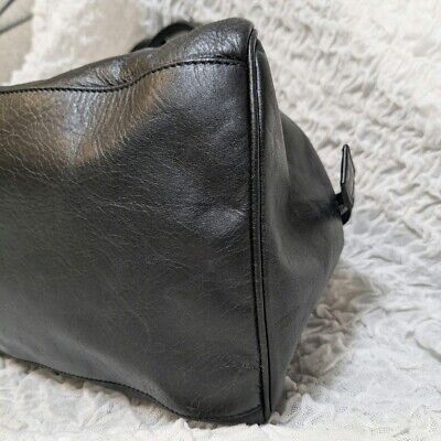 MIU MIU 00s Archive Leather Boston Bag Embossed Logo Black MIU MIU 00s Archive Leather Boston Bag Embossed Logo Black